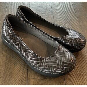 Alegria Petal Ballet Pewter Dazzler Loafers 7.5 Silver Leather Arch Support